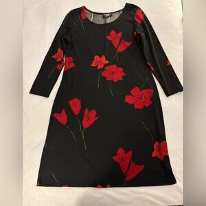 Saint Tropez West Women’s Black Dress with Red Flowers